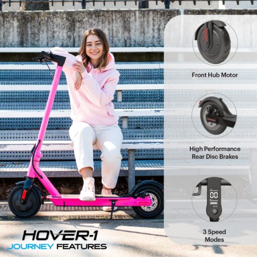 Hover-1 Journey Folding Electric Scooter | 15 MPH, 16 Mile Range, 5HR Charge, LCD Display, 8.5 Inch High-Grip Tires, 264LB Max Weight, Certified & Tested - Safe E Scooter for Kids, Teens & Adults - Image 3