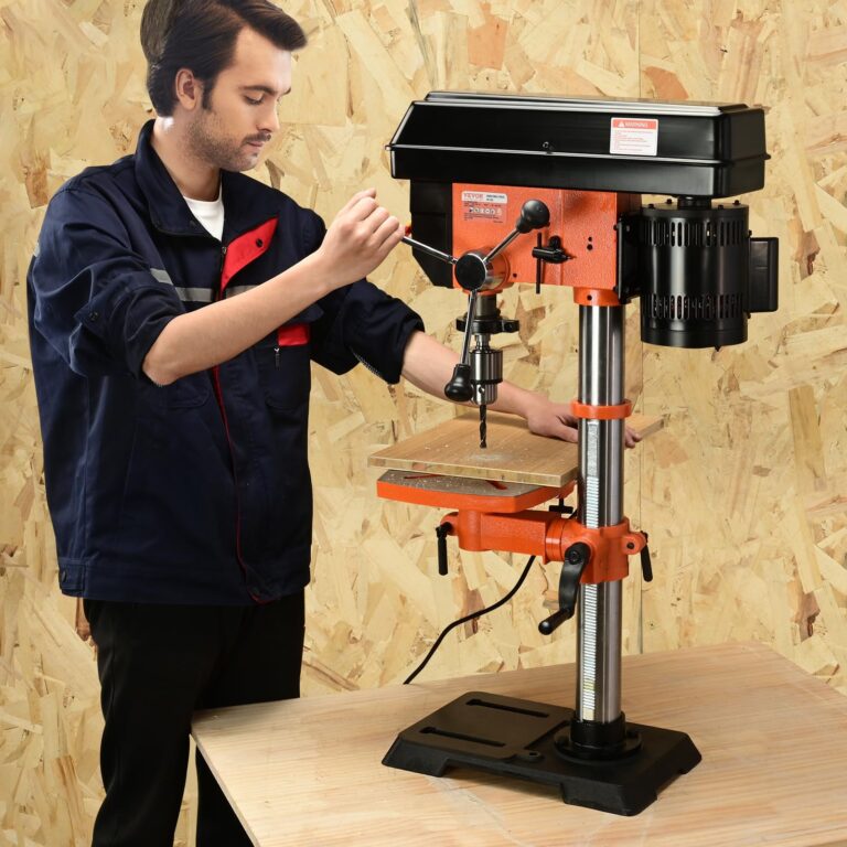 VEVOR 12 in Benchtop Drill Press, 5 Amp 120V, Variable Speed Cast Iron Bench Drill Press, 12 in Swing Distance 0-45° Tiltling Worktable with Laser Work Light, Tabletop Drilling Machine for Wood Metal - Image 13
