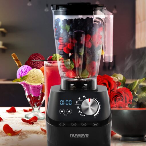 NuWave Moxie Commercial Blender, Vacuum Smoothie Blender with 2.5HP Motor, Professional Grade, Self-Cleaning - 6 presets & 10 Speed Settings for Shakes, Smoothies, Nut Butters, Crushed Ice,Black, Grey - Image 3