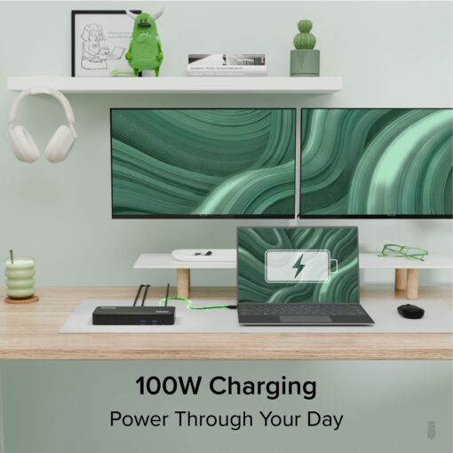 Plugable 12-in-1 USB C Triple Monitor Docking Station, Triple 4K Displays with 3X HDMI or 3X DisplayPort, Compatible with Mac, Windows, Thunderbolt, USB4, USB-C (100W PD, 6X USB Ports, Ethernet) - Image 6