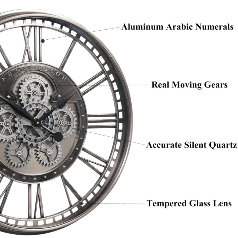 CLXEAST Original Real Moving Gear Wall Clock Roman Numerals,Oversized Large Wall Clocks for Modern Farmhouse Living Room Home Decor,Brushed Gunmetal (28 Inch) - Image 8