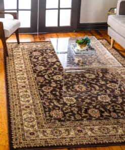 Unique Loom Voyage Collection Traditional Oriental Classic Intricate Design Area Rug (10' 0 x 13' 0 Rectangular, Brown/Ivory)