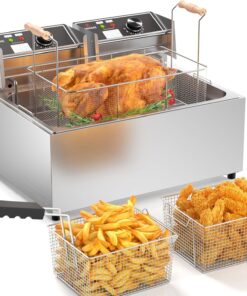 TANGME Commercial Deep Fryer, Triple Basket Electric Countertop Fryer Upgraded 31.7Qt Single Oil Fryer to Fry a Whole Fish with Temperature Limiter, UL Certified