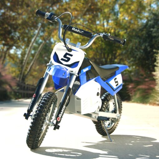 Razor MX350 Dirt Rocket Electric Motocross Off-Road Bike for Age 13+, Up to 30 Minutes Continuous Ride Time, 12" Air-Filled Tires, Hand-Operated Rear Brake, Twist Grip Throttle, Chain-Driven Motor - Image 3