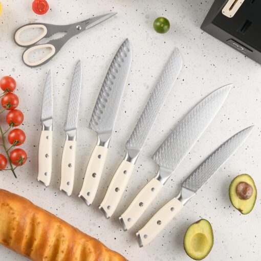 NANFANG BROTHERS Knife Sets 10 Pieces for Kitchen with Block, Damascus Kitchen Knife Set with Block, ABS Ergonomic Handle for Chef Knife Set and Kitchen Shear - Image 2