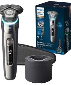 Philips Norelco Shaver Series 9000, Wet and Dry Electric Shaver, with Lift & Cut Shaving System and SenseIQ Technology, Pop-up Trimmer, Cleaning Pod and Travel Case, Chrome Silver, Model S9985/84