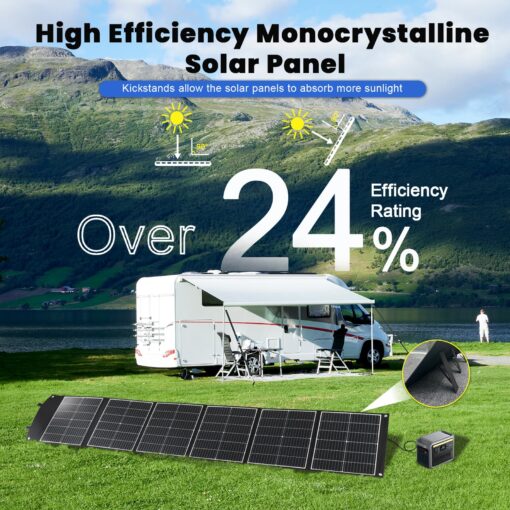 wagnation 200W Portable Solar Panel, Foldable Solar Charger with QC3.0 USB-A, Type-C & MC4 Output for Phone, Laptop, Power Station, IP65 Waterproof for Outdoor Camping, Hiking, Backpacking - Image 8