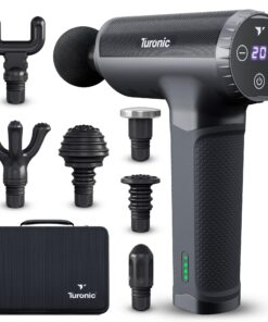 Turonic Professional Handheld Massage Gun - Deep Tissue Percussion Massager, 20 Speeds, 7 Heads, Quiet, Powerful, Portable, Cordless, Great for Athletes, Personal Use, Shoulder, Foot, Back Body, GM5