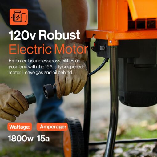 SuperHandy Leaf Mulcher Shredder Electric Waste Management Heavy Duty 120V AC 11" Inch Cutting Blade 0.5" Inch Cutting Capacity for Leaves, Grass, & Clippings - Image 4