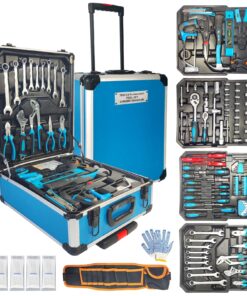 Arcwares 799pcs Aluminum Trolley Case Tool Set Silver, House Repair Kit Set, Household Hand Tool Set, with Tool Belt