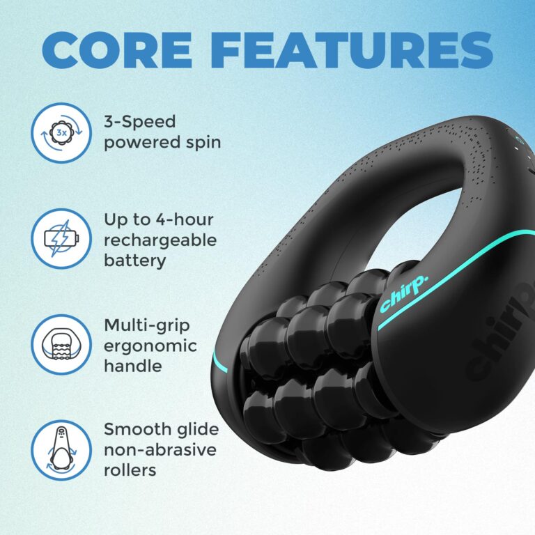 Chirp RPM Mini - Rolling Percussive Massager, Percussive Therapy, Whole Body Relief, Deep Tissue and Muscle Recovery, Percussion Massage, Rechargeable, Hands-Free Base, Powerful, 3-Speed Spin - Image 6