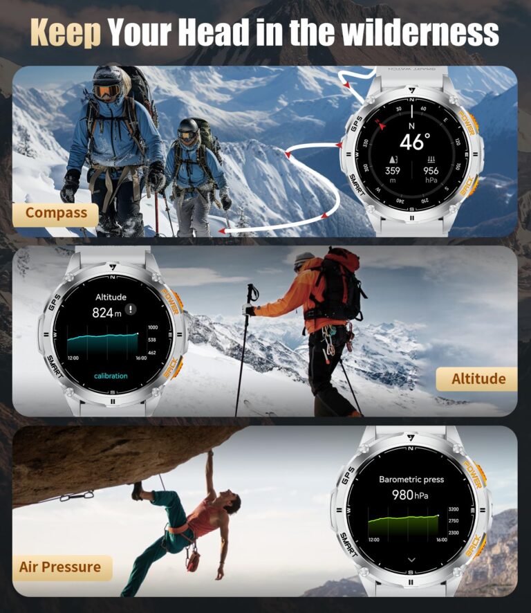 LIGE GPS Smart Watch for Men, 1.43" AMOLED/LED Flashlight/Compass Smartwatch, IP68 Waterproof/Swim Mode/100+ Sports Mode Fitness Tracker Watch, Military Smart Watches for Android iPhone Compatible - Image 3
