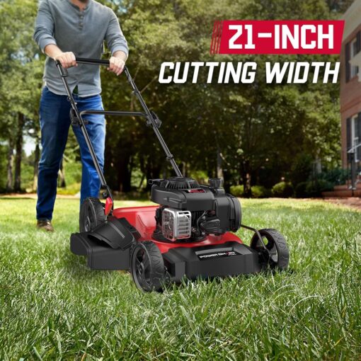 PowerSmart 21" 2-in-1 Push Lawn Mower, 125cc Engine, Adjustable Cutting Height, Lightweight, Easy Assembly - Image 4