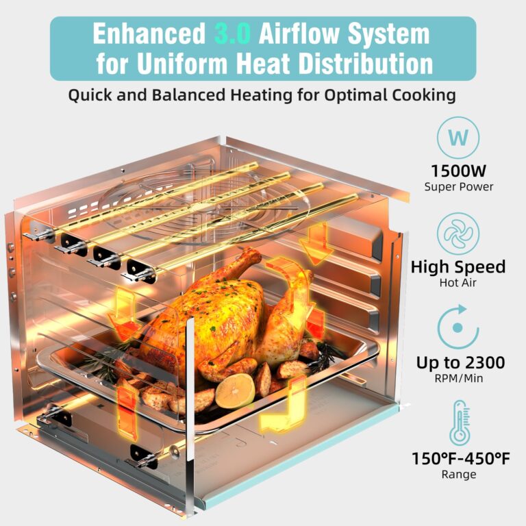 Novaspark Air Fryer Toaster Oven Combo, Retro Convection Oven Countertop,12L Small Toaster Oven, 4-slices or 6" Pizza,Bake,Toast,Broil, Air Fry, 1500W Rapid Heating Mini Toaster Oven, Non-Stick, Blue - Image 6