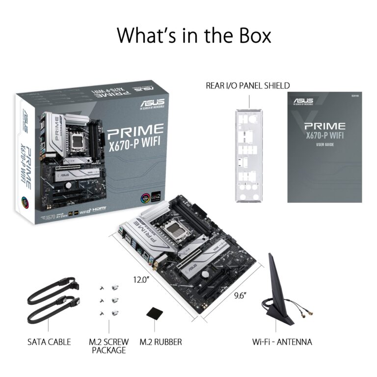 ASUS Prime X670-P WiFi AMD X670 AM5 Ryzen™ Desktop 9000 8000 & 7000 ATX Motherboard with Three M.2 Slots, DDR5, USB 3.2 Gen 2x2 Type-C®, USB4® Support, WiFi 6 and 2.5Gb Ethernet - Image 3