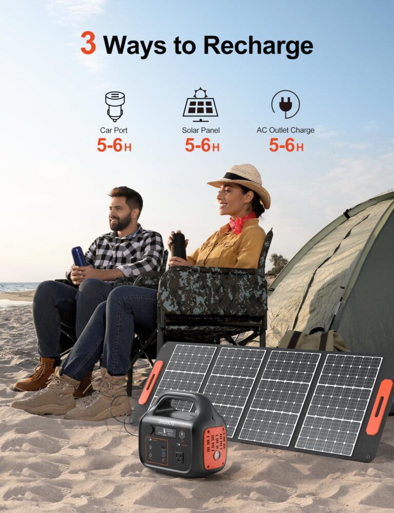 GREENOE Portable Power Station 300W 299Wh Solar Powered Generator with LED 7 Ports 120V Pure Sine Wave AC Outlet USB-C Camping Power Bank for Outdoors Travel Hunting Home Lithium Battery Backup - Image 5