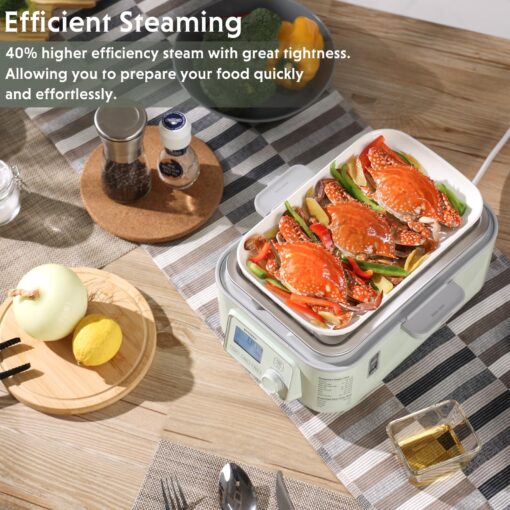 BUYDEEM G553 5-Quart Electric Food Steamer for Cooking, One Touch Vegetable Steamer, Digital Multifunctional Steamer, Quick Steam in 60s, Stainless Steel Steamer Tray, No Stew Pots Included - Image 5