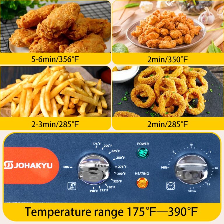 JOHAKYU 13Lbs/6L Electric Commercial Deep Fryer with Basket, Timer & Drain - Swung Up Fryer Head, 120V 1800W Stainless Steel Countertop Deep Fryer for Home & Restaurant Use - Image 5