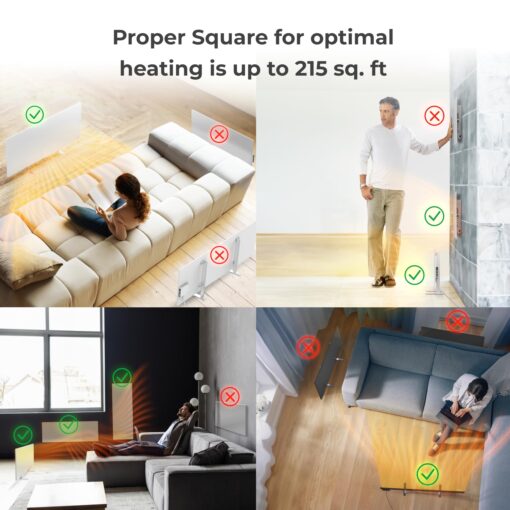 AENO Infrared Heater - With Thermostat - 700 Watt Energy Saving Panel Electric Heater - Smart Wall Mount or Freestanding Space Heater For Indoor with WiFi, Reddot Winner 2023, White - Image 6