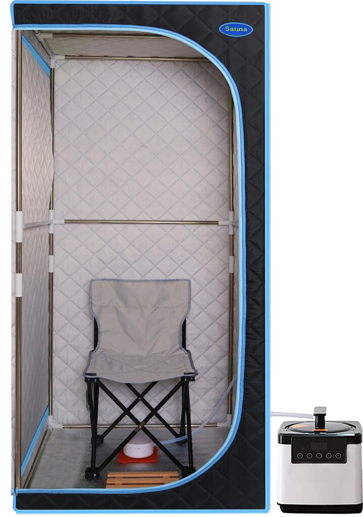 Portable Steam Sauna, Personal Sauna Box, Home Sauna Tent, Thick Triple-Layer Insulated Oxford, 2.2L Steamer, Remote Control, Folding Chair, 15 Levels of Temp, Steel Pipe Bracket 2.63’ x 2.63’ x 5.8’ - Image 6