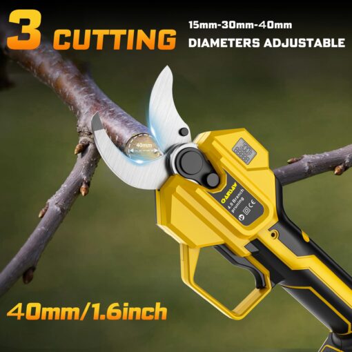 2-IN-1 Electric Pole Pruning Shears Cordless Compatibility with DEWALT 20V MAX Battery, 1.6" Cutting Diameter Pruner, 14.8 FT MAX Extension Pole Saws for Tree Trimming, LCD Display(NO Battery) - Image 5