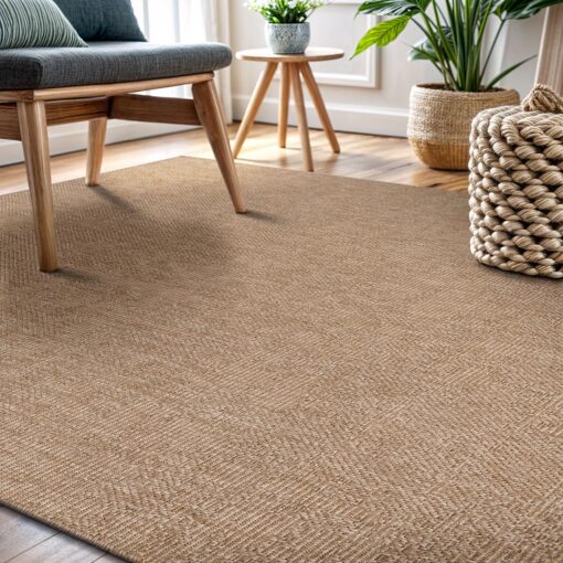 CAMILSON Easy Jute Rug 8x10, Indoor Outdoor Natural Color Fiber Area Rugs for Living Room Patio and Kitchen Rug, Solid Boho Woven Design, Easy-Cleaning, Washable Outside Carpet Alfombras (8 x 10) - Image 2