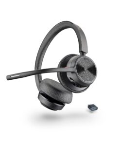 Poly Voyager 4320 UC Wireless Headset (Plantronics) - Stereo Headphones w/Noise-Canceling Boom Mic - Connect PC/Mac/Mobile via Bluetooth - Works w/Teams (Certified), Zoom, & More - Amazon Exclusive