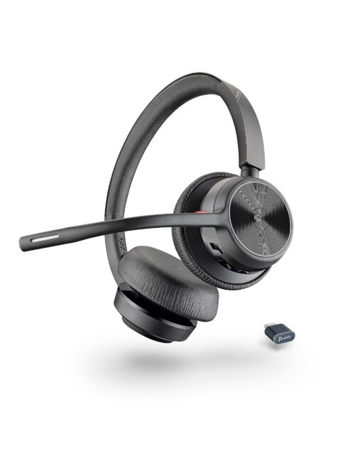 Poly Voyager 4320 UC Wireless Headset (Plantronics) - Stereo Headphones w/Noise-Canceling Boom Mic - Connect PC/Mac/Mobile via Bluetooth - Works w/Teams (Certified), Zoom, & More - Amazon Exclusive
