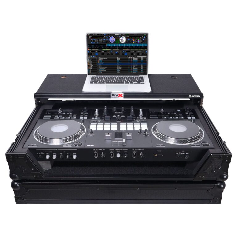 ProX Live Performance Gear ATA Style Flight Case for Pioneer DDJ-REV7 DJ Controller with Laptop Shelf Wheels and 1U Rackspace Black Finish - Image 8