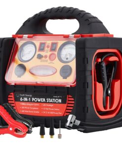 Tyrell Chenergy 1800 Amp Car Jump Starter with Air Compressor,Portable Power Station with 260 PSI Tire Inflator,400W Power Inverter Dual AC/DC Ports,2.1A USB Port,Battery Clamps