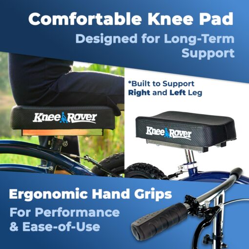 KneeRover Original Steerable All Terrain Knee Scooter for Adults for Foot Surgery Heavy Duty Knee Walker for Broken Ankle Foot Injuries - Leg Recovery Scooter Best Knee Crutch Alternative (Blue) - Image 4