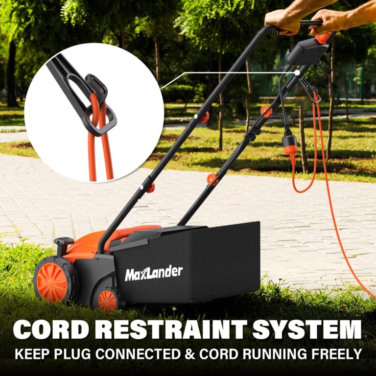 MAXLANDER Electric Dethatcher and Scarifier, 13” 12Amp 2-in-1 Lawn Dethatcher with 4-Position Depth Adjustment, 30L Removable Collection Bag, Airboost Technology Increases Lawn Health - Image 4