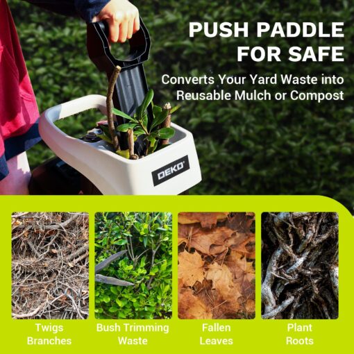 Electric 15-Amp Wood Chipper Shredder: 2800W 1.77-Inch Cutting Diameter Garden Leaf Mulcher with Wheels, Safety Locking Knob, 50L Collection Bag, Double Sided Blade System for Branches, Leaves, Waste - Image 4