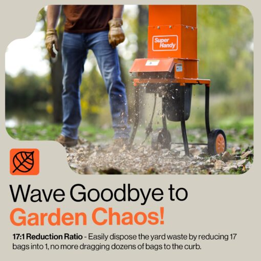 SuperHandy Leaf Mulcher Shredder Electric Waste Management Heavy Duty 120V AC 11" Inch Cutting Blade 0.5" Inch Cutting Capacity for Leaves, Grass, & Clippings - Image 5