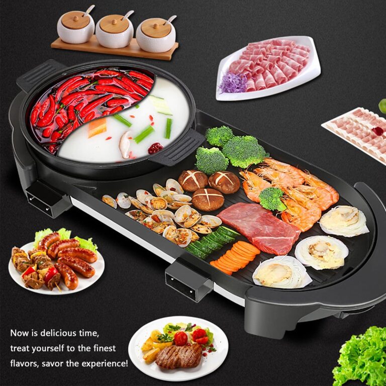 Hot Pot with Grill, Electric Hot Pot 2 in 1 Shabu Shabu Hot Pot Korean BBQ Grill, Removable Hotpot Pot 1200W / Large Capacity Baking Tray, Separate Temperature Control, Electric Grill for 2-12 People - Image 5