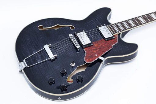 GROTE Jazz Electric Guitar Semi-Hollow Body Trapeze Tailpiece Bridge Guitar Gig Bag (Black) - Image 4