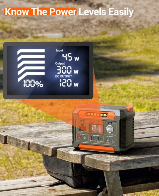 PROGENY 300W Portable Power Station, 299Wh/80818mAh Solar Generator, Regulated DC Output Backup Battery with Pass-Through Charging AC Outlet, Pure Sine Wave, LED Light Power Station for CPAP Camping - Image 2