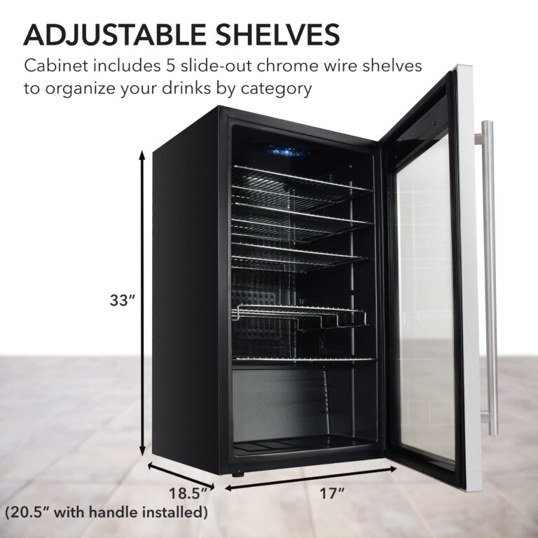 Whynter Beverage Refrigerator with Double-Layer Glass Door, 127-Can Freestanding Drink Mini Fridge, BR-130SB, 3.1 Cubic Feet, Stainless Steel - Image 6