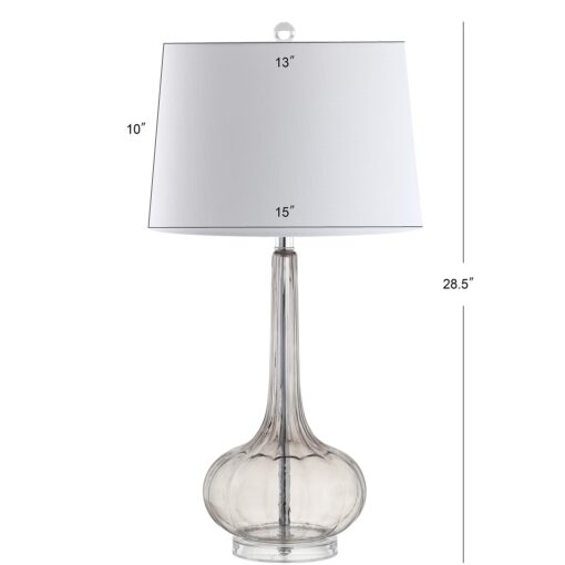 JONATHAN Y JYL1079D-SET2 Bette 28.5" Glass Teardrop LED Table Lamp Contemporary Transitional Bedside Desk Nightstand Lamp for Bedroom Living Room Office College Bookcase, Smoke Gray (Set of 2) - Image 8