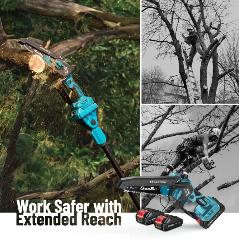 Seesii PS620 2-in-1 Electric Pole Saws: 6 Inch Mini Chainsaw Cordless with Extension Pole, 2Pcs Batteries, Brushless Chain Saw for Limb Branch Cutter, Battery Tree Trimmers Pruner,16Ft Long Reach - Image 4