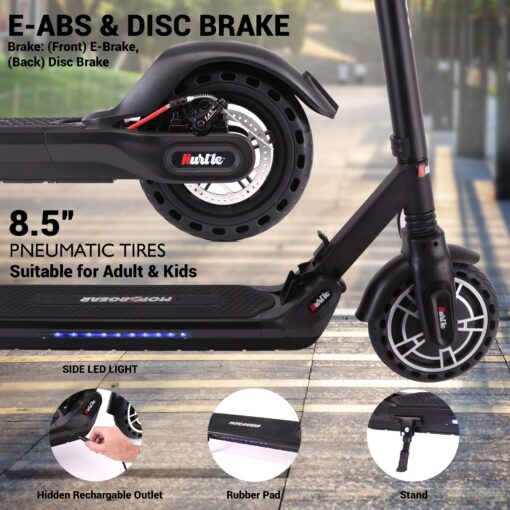 Hurtle Folding Electric Scooter for Adults-300W Brushless Motor Foldable Commuter Scooter w/8.5 Inch Pneumatic Tires,3 Speed Up to 19MPH,18 Miles,Disc Brake&ABS,for Adult&Kids-Hurtle HURES18-M5, Black - Image 4