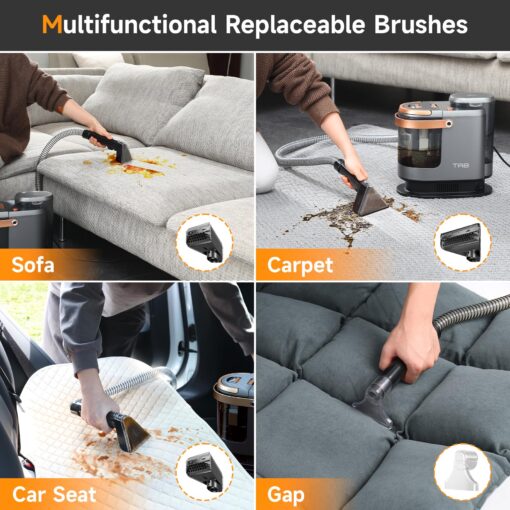 TAB Carpet Cleaner Machine, 18KPa Portable Upholstery Spot Cleaner Shampooer Machine, Powerful Deep Stain Remover, Deep Cleaner for Pets, Furniture, Stairs,Car Seat and Couch, Self-Cleaning, R3 - Image 6