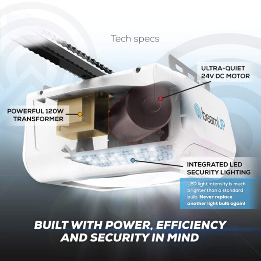 Everlift BU250 Sectional Garage Door Opener with Battery Backup, Heavy-Duty Chain Drive for Single or Double Doors, Wall Mount, and Remote Garage Opener, Quick and Easy Installation, White - Image 7