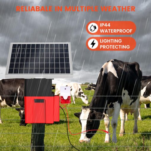 Solar-Powered Electric Fence Charger with Alarm - 1.2J Energizer, 12000mAh Battery & 10W Panel for 20-Mile Range Security - Ideal for Cattle, Sheep, Goats, Chickens, Poultry Farms - Image 5