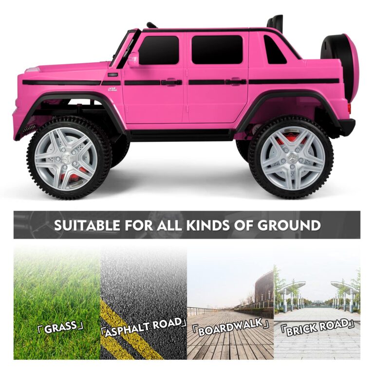 JOYLDIAS Ride On Cars, Licensed Mercedes-Benz Maybach G650S, 12V7AH Battery Powered Toy Electric Car for Kids with 2.4GHz Remote Control, 2 Motors, 3 Speeds, Lock, Music, Horn, LED Lights, Pink - Image 3