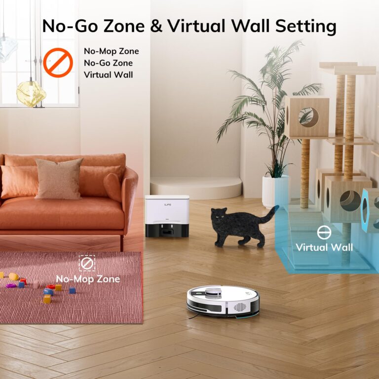 ILIFE A12 Pro Robot Vacuum and Mop Combo, Self Emptying Station for 60 Days, LiDAR Navigation, Home Mapping, No-Go Zones, 2.4G WiFi/App/Alexa/Remote Control, for Hard Floors, 110V - Image 6