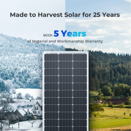 Renogy 2PCS Solar Panels 100 Watt 12 Volt, High-Efficiency Monocrystalline PV Module Power Charger for RV Marine Rooftop Farm Battery and Other Off-Grid Applications, 2-Pack 100W - Image 3