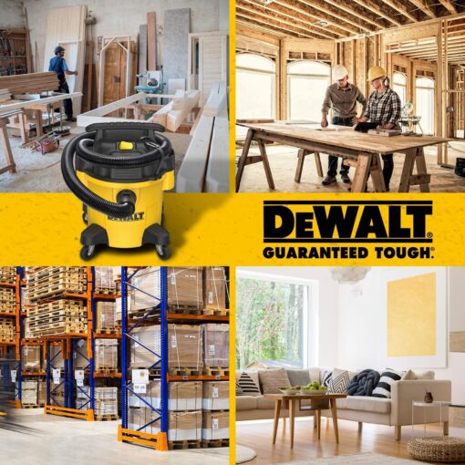 DEWALT DXV05P 5 Gallon Poly Wet/Dry Vac, 4 Peak HP Shop Vacuums with Attachments, Powerful Suction, 1-7/8" Hose, DXV05P, Yellow - Image 5