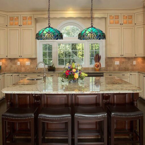 COTOSS Tiffany Pendant Light fixtures Hanging Lamp Stained Glass Light Decor for Dining Living Room Kitchen Island Study Hallway - Image 2