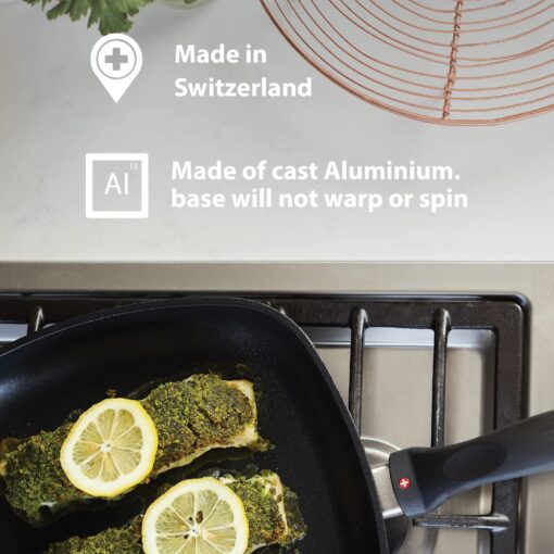 Swiss Diamond Frying Pans Nonstick with Lid, Features Stainless Steel Handle, Nonstick Diamond Coated Aluminum Skillets and Oven Safe Frying Pans with Lids, Cover Included, 12.5 Inch - Image 7